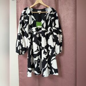 NWT Kate Spade X Target A Line Babydoll Black White Floral Billowy Dress